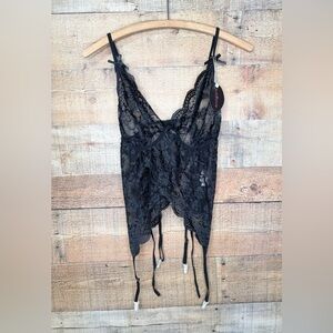 Avidlove Lingerie Black Lace Sexy NWT Adjustable Garter L Large See Through